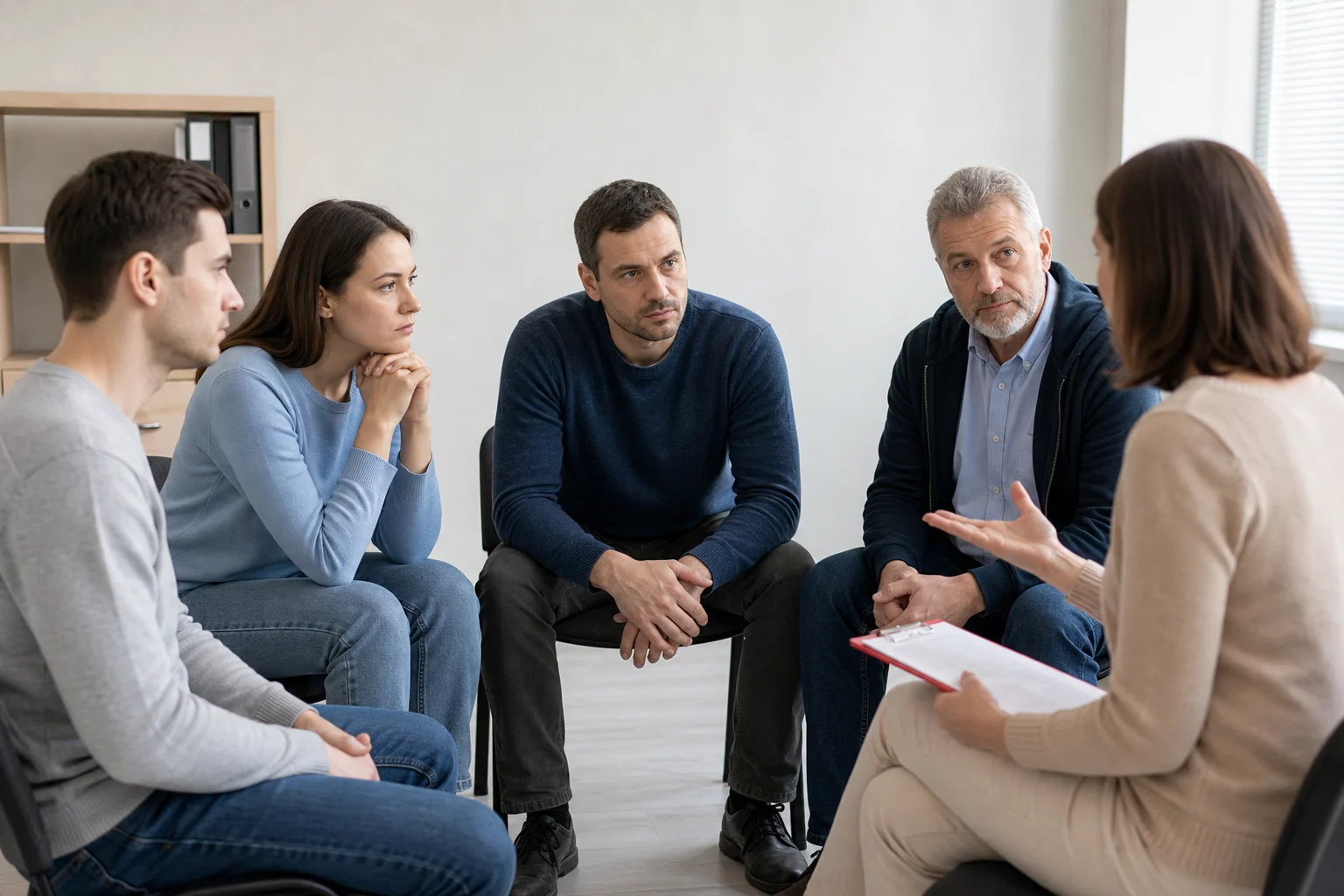 Специалист консультирует пациента по теме Токсикомания